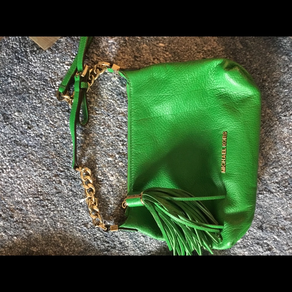 Michael kors green leather purse